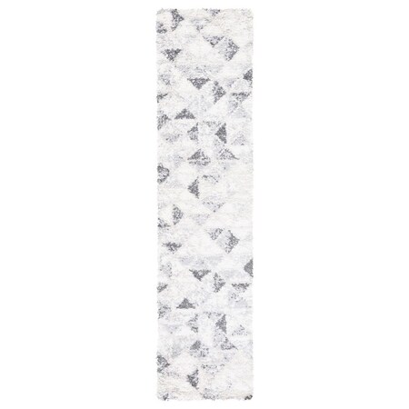 Safavieh 2 ft. 2 in. x 9 ft. Berber Shag Power Loomed Runner Area Rug; Grey & Ivory BER422F-29
